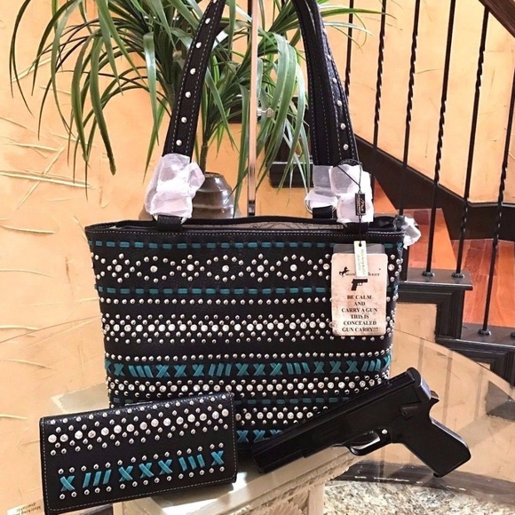 Montana West Handbags - Montana West Conceal Gun Carry Tote & Wallet Set